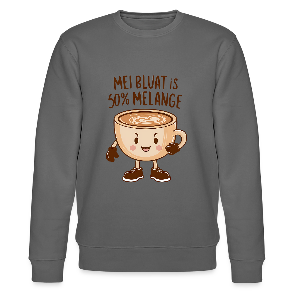 Mei Bluat is 50% Melange - Wiener Kaffee Liebhaber, Stanley/Stella Unisex Organic Sweatshirt - Anthrazit