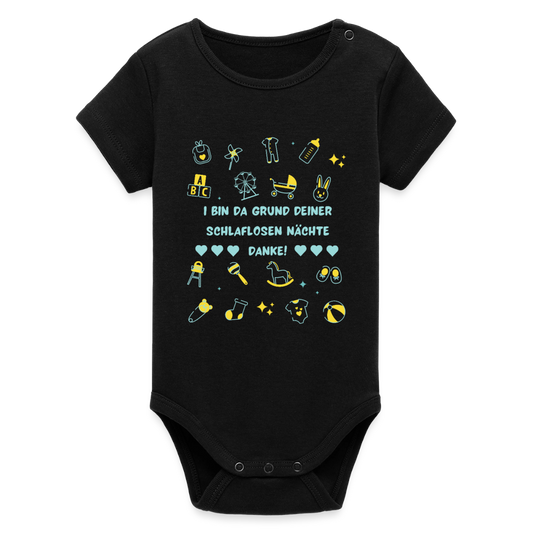 I bin da Grund, Bio Baby-Body (kurzarm) - Schwarz