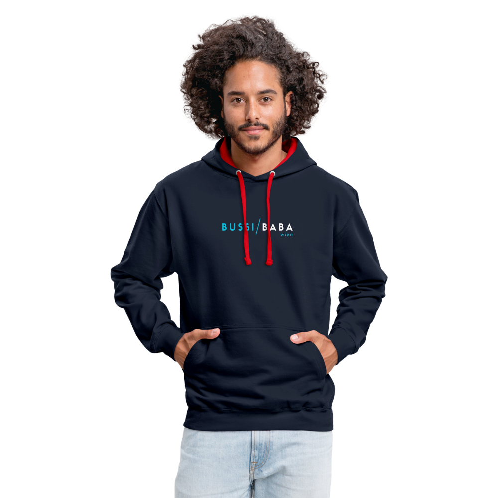 Bussi / Baba Wien, Kontrast-Hoodie - Navy/Rot