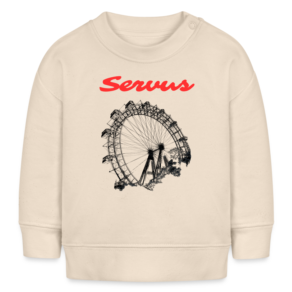 Servus (dt. Hallo) in rot & Wiener Riesenrad in schwarz, Stanley/ Stella Baby Bio Pullover - Naturweiß