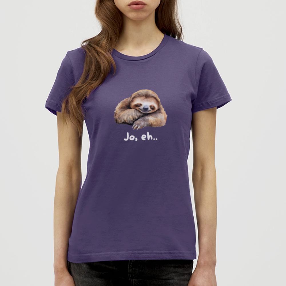 Jo eh - Faultier,  Frauen T-Shirt - Dunkellila