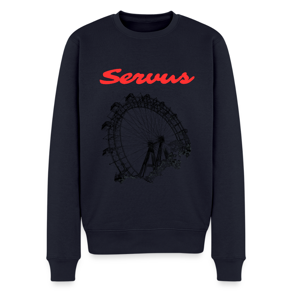 Servus (dt. Hallo) in rot & Wiener Riesenrad in schwarz, Männer Premium Pullover - Navy
