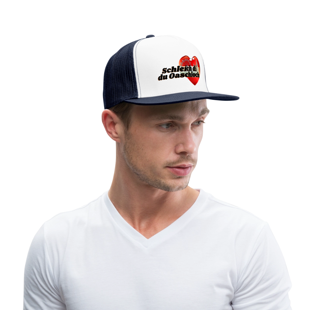 Schleich di du Oaschloch - Wien im Herzen, Trucker Cap/ Kapperl - Weiß/Navy