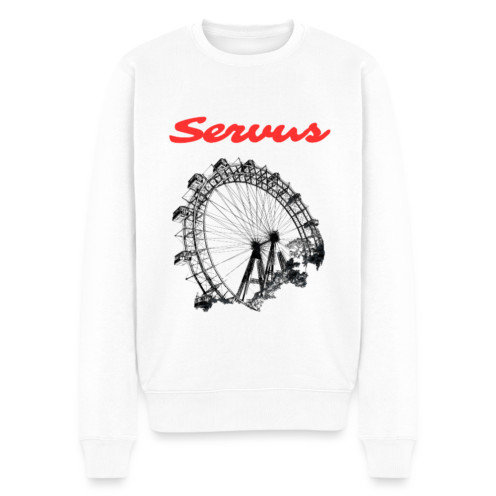 Servus (dt. Hallo) in rot & Wiener Riesenrad in schwarz, Männer Premium Pullover - Weiß