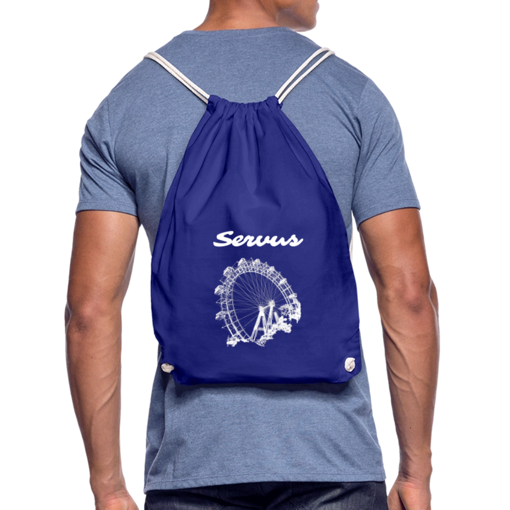 Servus & Wiener Riesenrad in weiß, Gym Bag - Turnsackerl - Königsblau