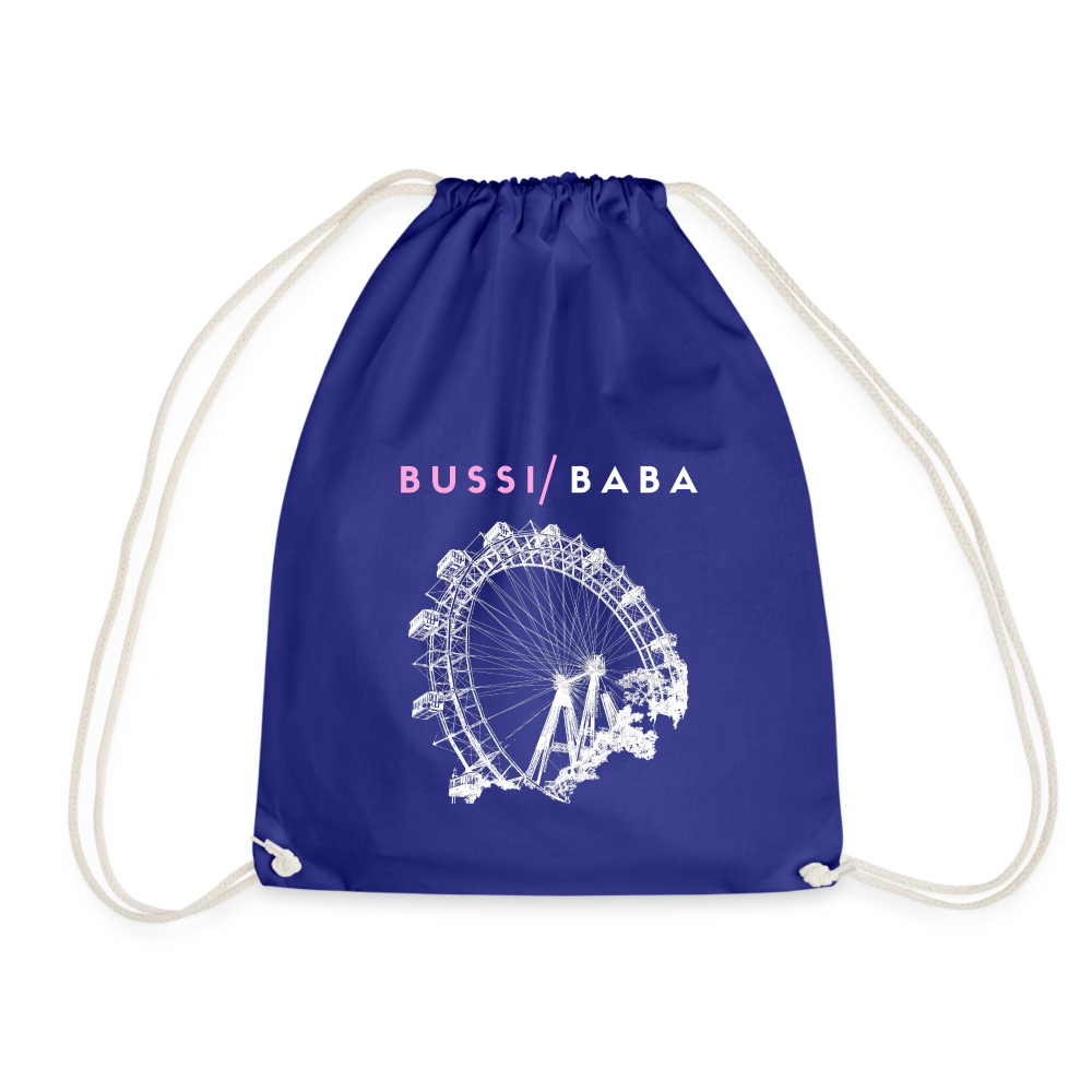 Bussi Baba rosa - Wiener Riesenrad in weiß, Gym Bag - Turnsackerl (dt. Turnbeutel) - Königsblau