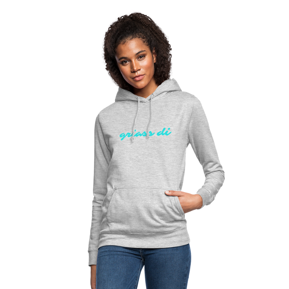griass di - grüß dich, Taillierter Frauen Hoodie - Hellgrau meliert