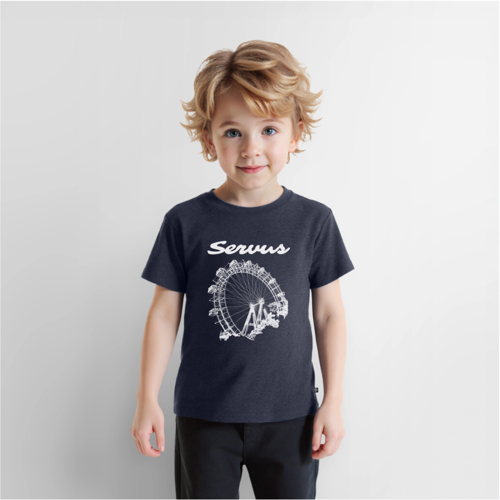 Servus (dt. Hallo) und Wiener Riesenrad in weiß, Kinder (2 - 8 Jahre) Premium T-Shirt - Jeansblau 