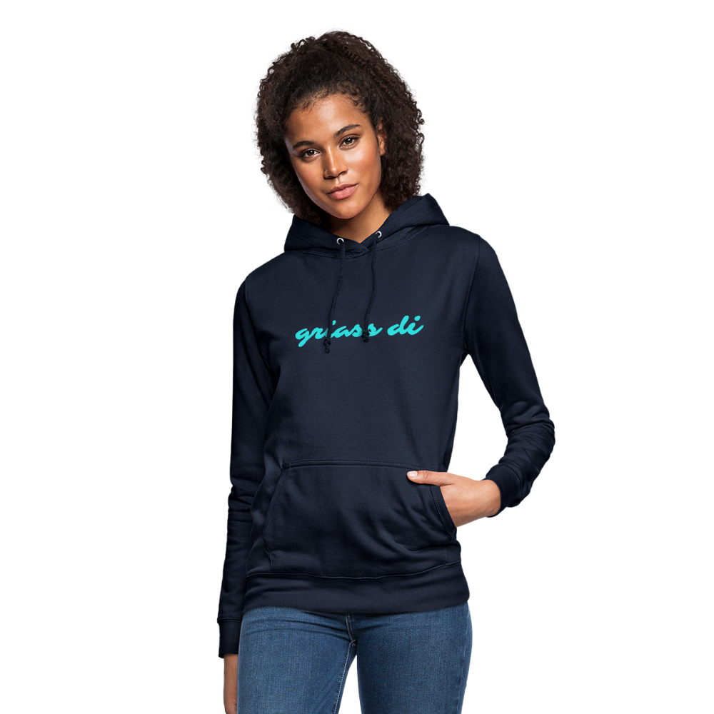griass di - grüß dich, Taillierter Frauen Hoodie - Navy