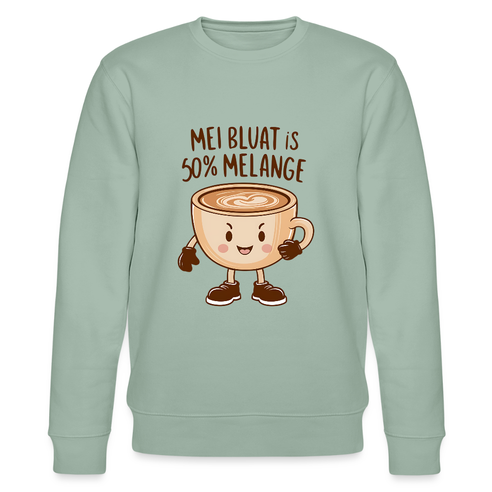 Mei Bluat is 50% Melange - Wiener Kaffee Liebhaber, Stanley/Stella Unisex Organic Sweatshirt - Helles Graugrün