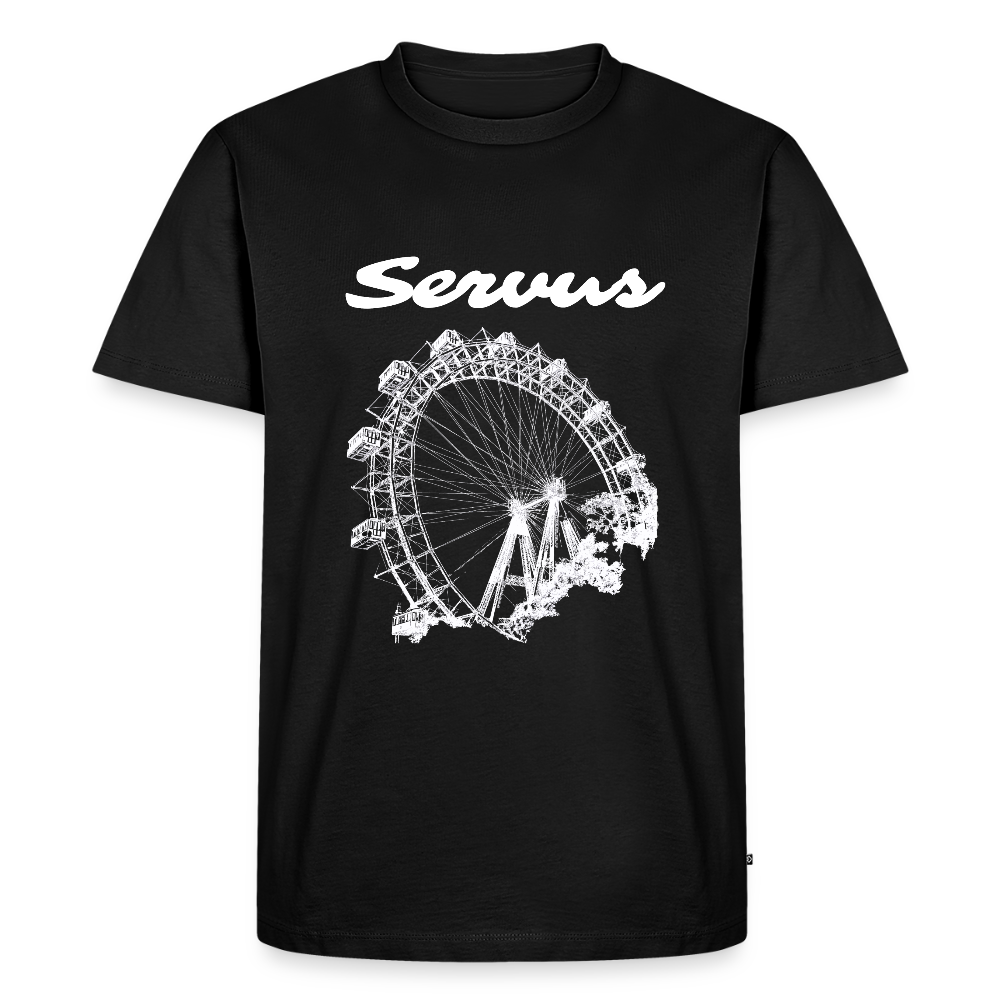 Servus (dt. Hallo) und Wiener Riesenrad in weiß, Männer Premium T-Shirt - Schwarz