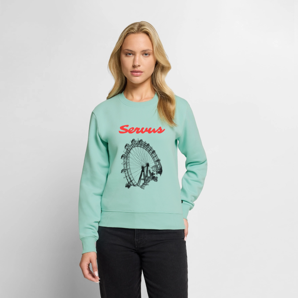 Servus (dt. Hallo) in rot & Wiener Riesenrad in schwarz, Frauen Premium Pullover - Mint 