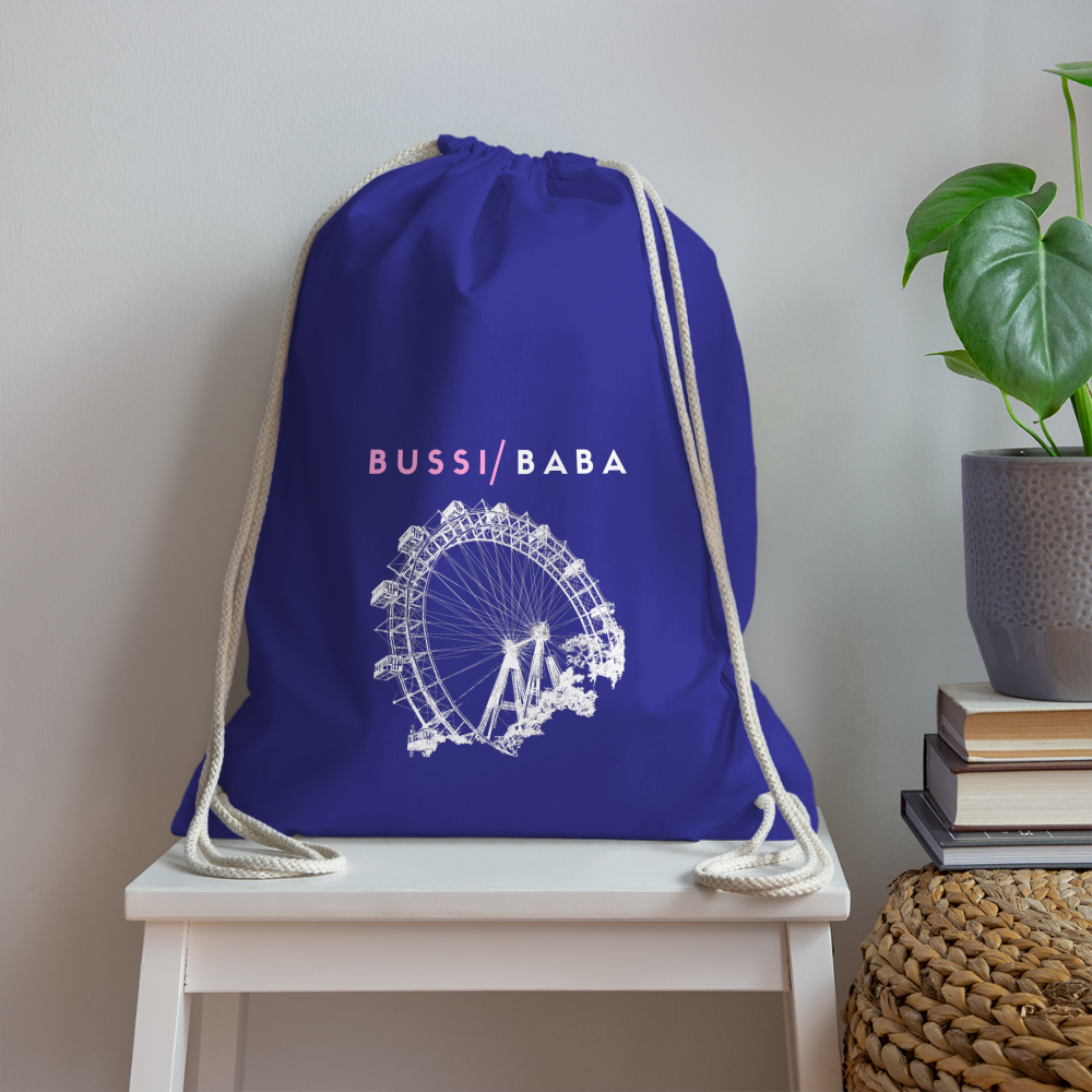 Bussi Baba rosa - Wiener Riesenrad in weiß, Gym Bag - Turnsackerl (dt. Turnbeutel) - Königsblau
