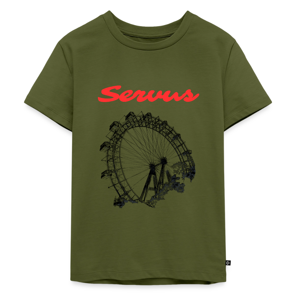 Servus (dt. Hallo) in rot & Wiener Riesenrad in schwarz, Kinder Premium T-Shirt - Khaki