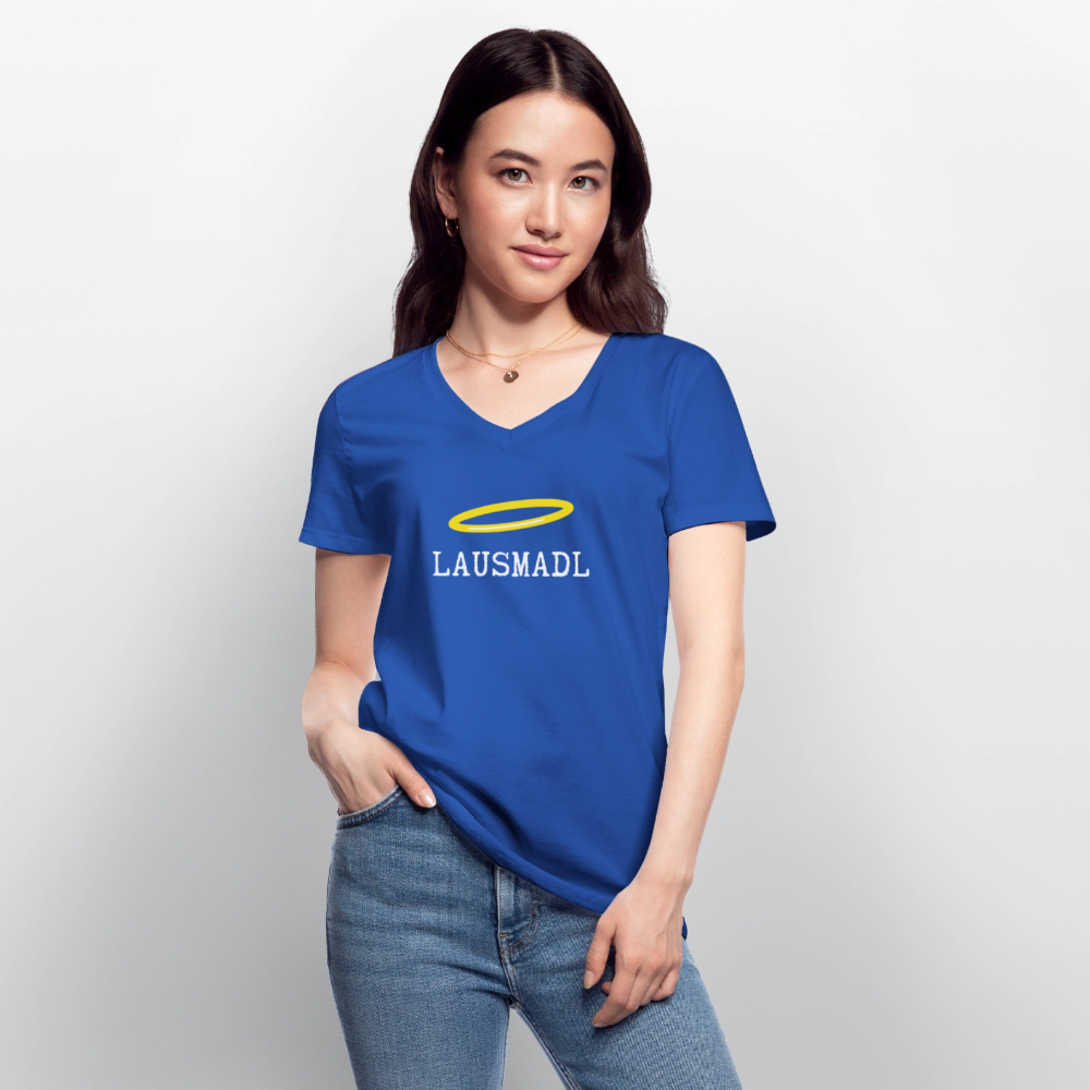 Lausmadl, Klassisches Frauen T-Shirt mit V-Ausschnitt - Royalblau