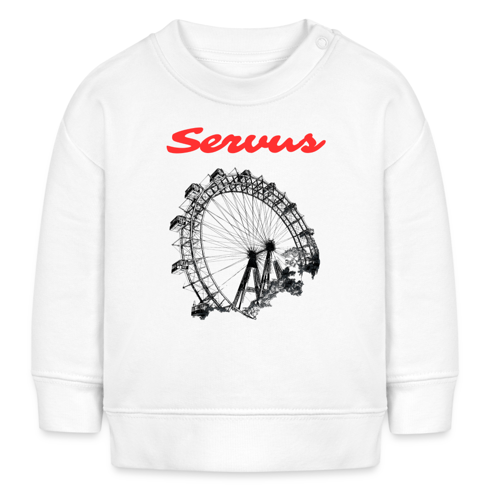 Servus (dt. Hallo) in rot & Wiener Riesenrad in schwarz, Stanley/ Stella Baby Bio Pullover - Weiß