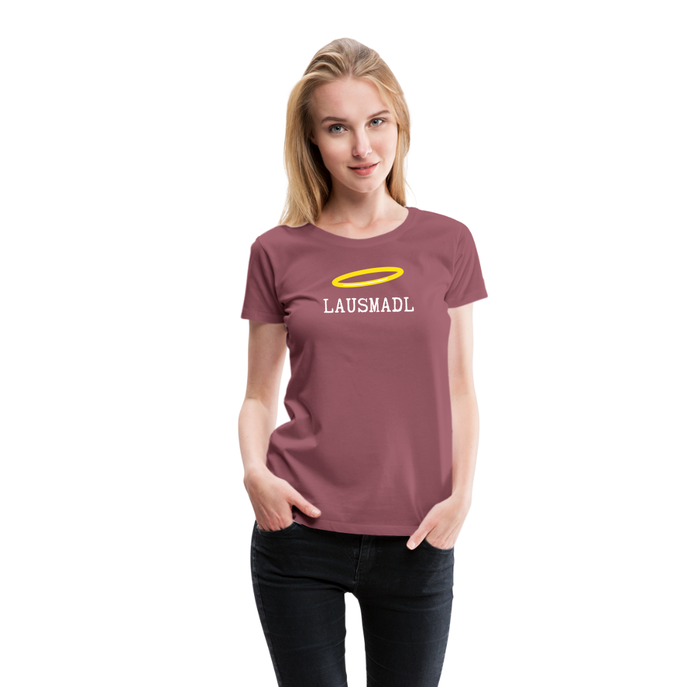 Lausmadl, bayerisches und österreichisches Lausmädchen oder Lausmädl, Frauen Premium T-Shirt - Malve