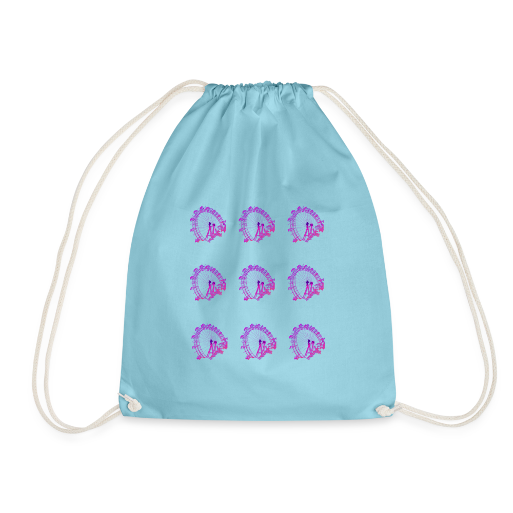 Wiener Riesenrad - 3x3 kleine Riesenräder in pink, Gym Bag - Turnsackerl (dt. Turnbeutel) - Aqua