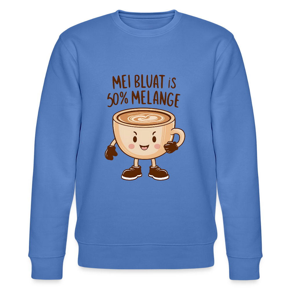 Mei Bluat is 50% Melange - Wiener Kaffee Liebhaber, Stanley/Stella Unisex Organic Sweatshirt - Blau