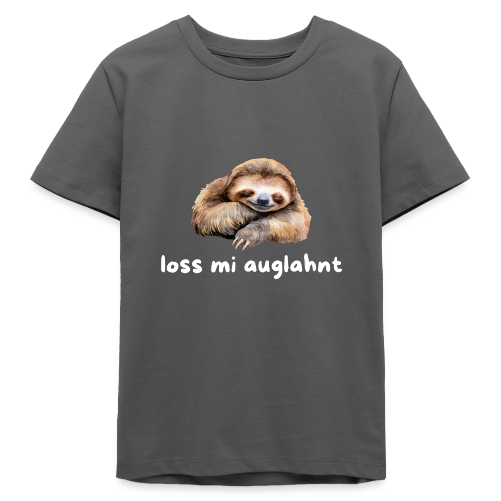 Loss mi auglahnt - Faultier,  Stanley/ Stella Bio Teenager T-Shirt - Anthrazit