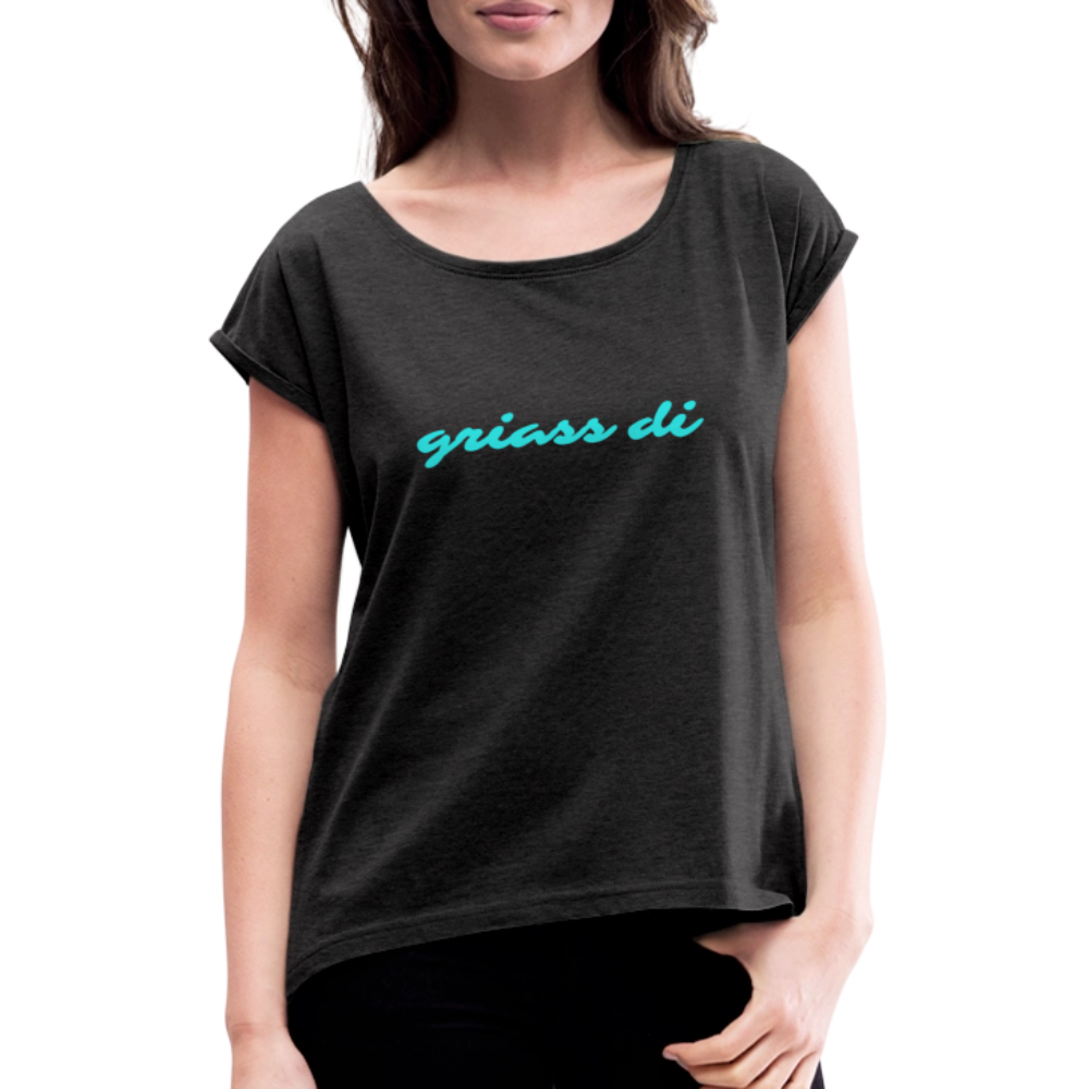 griass di, Lockeres Frauen T-Shirt - Schwarz meliert