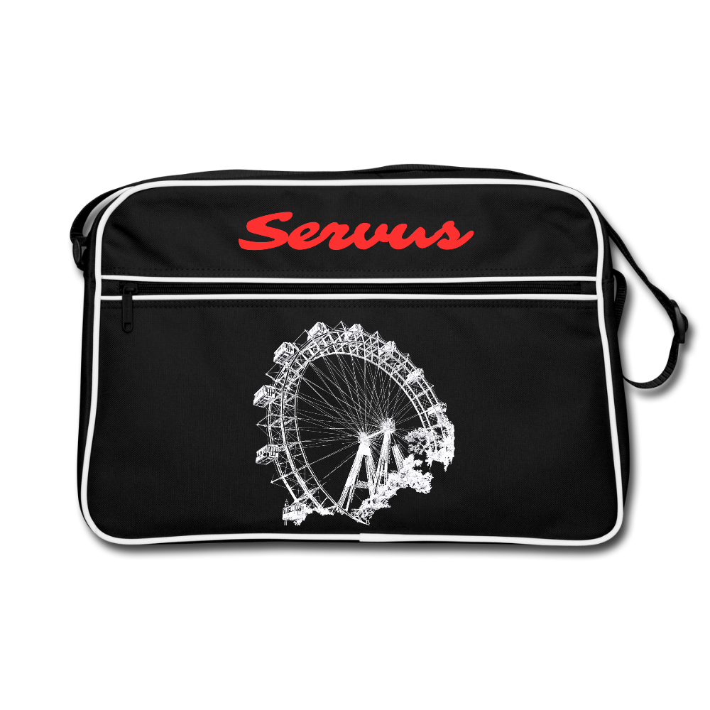 Servus & Wiener Riesenrad in weiß, Retro Tasche - Schwarz/Weiß