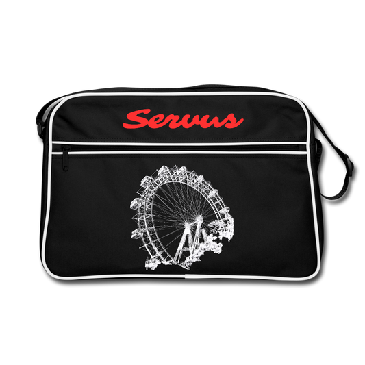 Servus & Wiener Riesenrad in weiß, Retro Tasche - Schwarz/Weiß