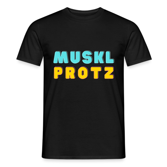 Muskl Protz orange, Männer T-Shirt - Schwarz