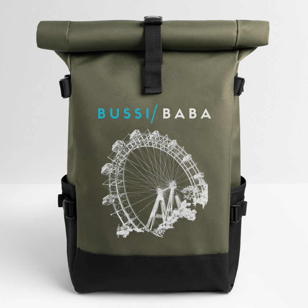 Bussi Baba aquablau - Wiener Riesenrad in weiß, Rucksack - Olive/Schwarz