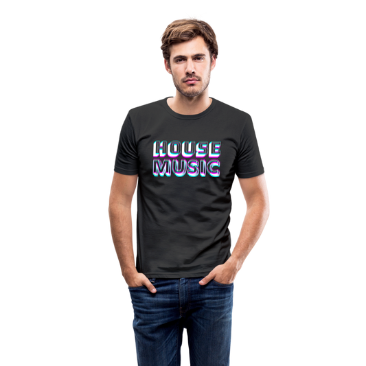 HOUSE MUSIC, Männer Slim Fit T-Shirt - Schwarz