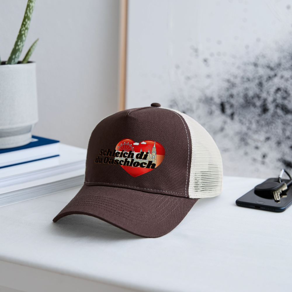 Schleich di du Oaschloch - Wien im Herzen, Trucker Cap/ Kapperl - Braun/Beige
