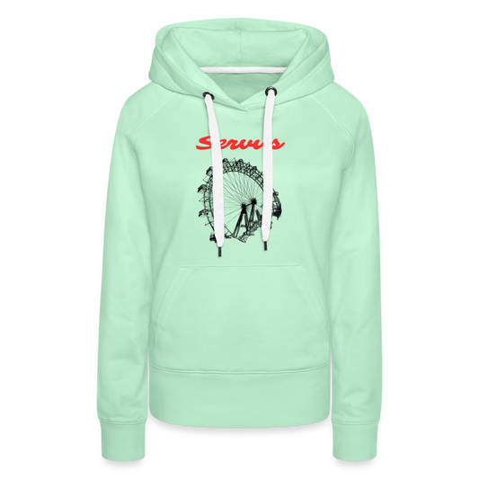 Servus (dt. Hallo) in rot & Wiener Riesenrad in schwarz, Frauen Premium Pullover - helles Mintgrün