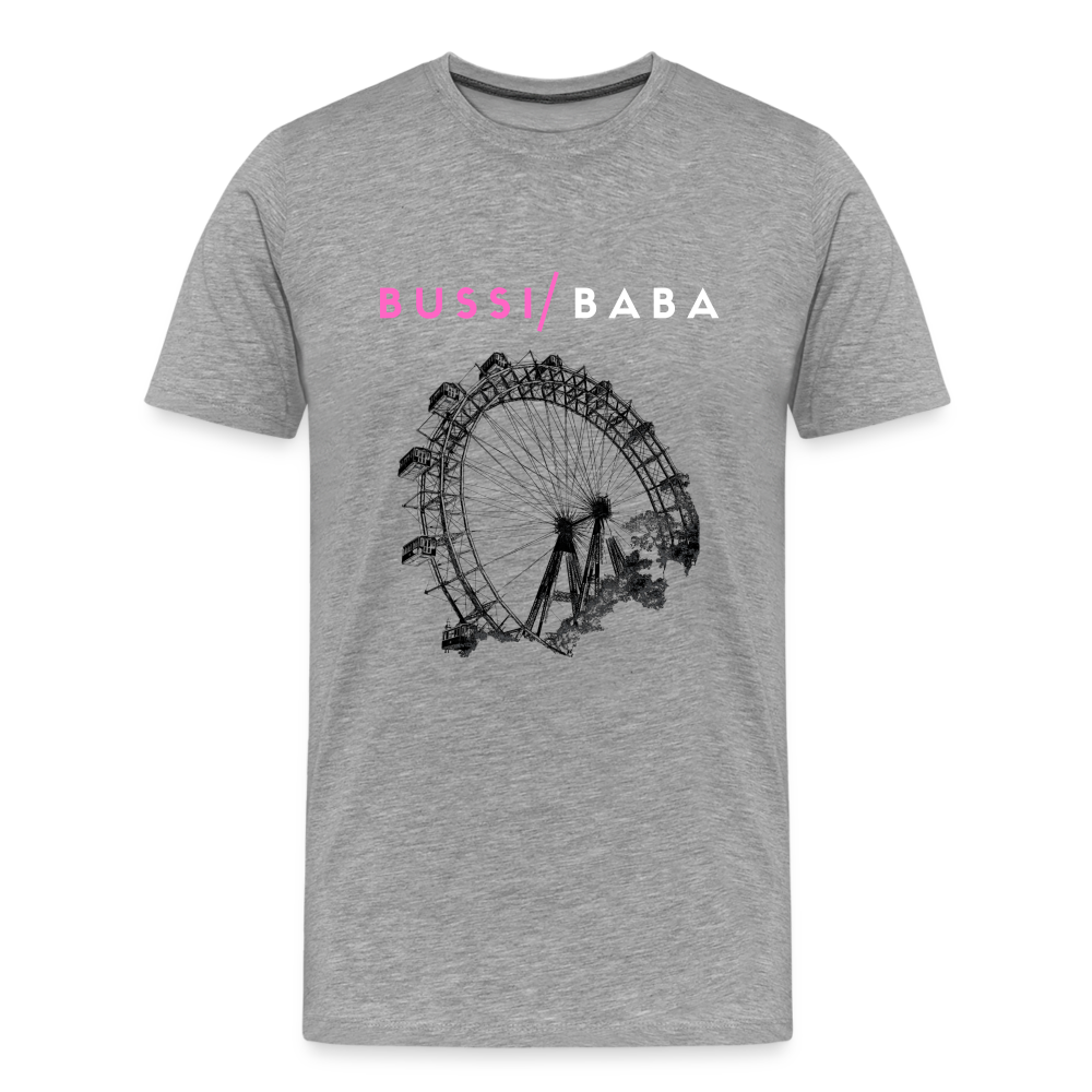 Bussi Baba pink - Wiener Riesenrad in schwarz, Männer Premium T-Shirt - Grau meliert