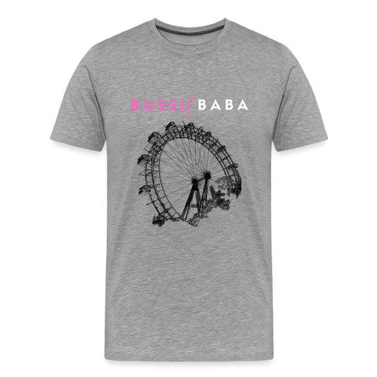 Bussi Baba pink - Wiener Riesenrad in schwarz, Männer Premium T-Shirt - Grau meliert