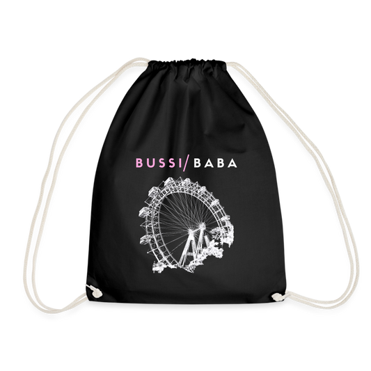 Bussi Baba rosa - Wiener Riesenrad in weiß, Gym Bag - Turnsackerl (dt. Turnbeutel) - Schwarz