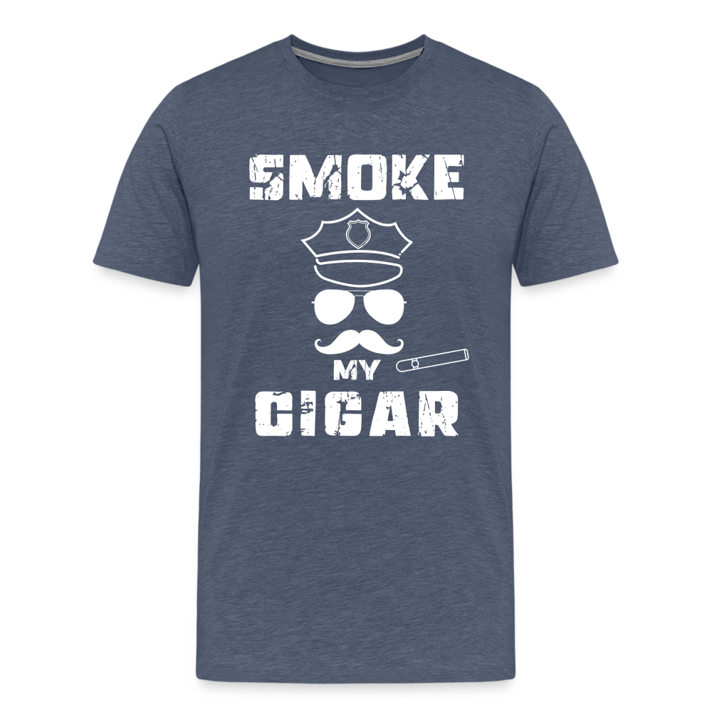 Smoke My Cigar - Zigarren Mann mit Zigarre, Hot Daddy, Cigar Man, Men/ Männer Premium T-Shirt - Blau meliert