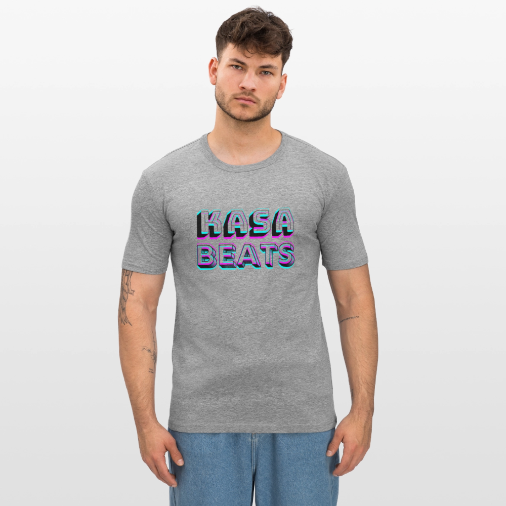 KASA BEATS - funky 3D letters, Men Slim Fit T-Shirt - Grau meliert