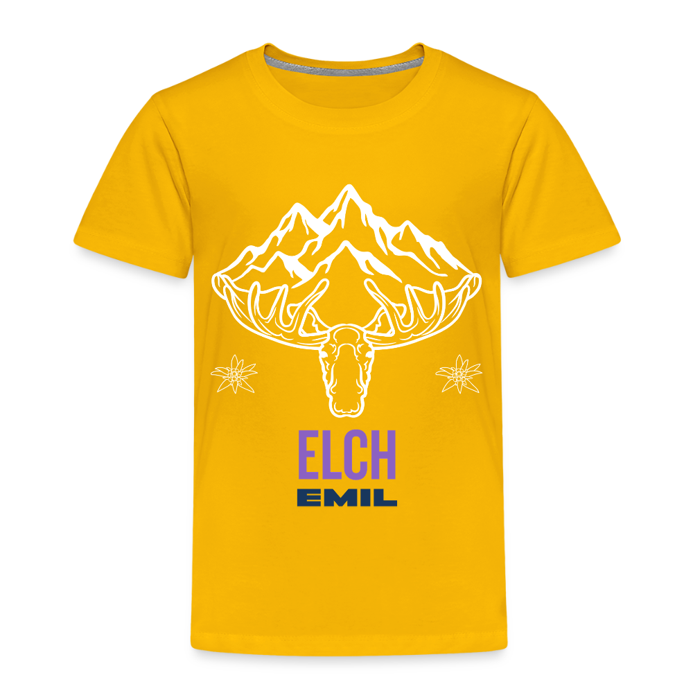 Elch Emil in Österreich, Kinder Premium T-Shirt - Sonnengelb