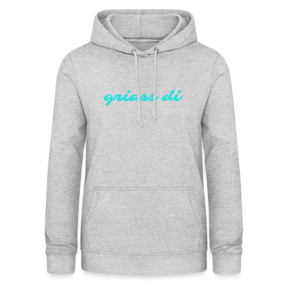 griass di - grüß dich, Taillierter Frauen Hoodie - Hellgrau meliert