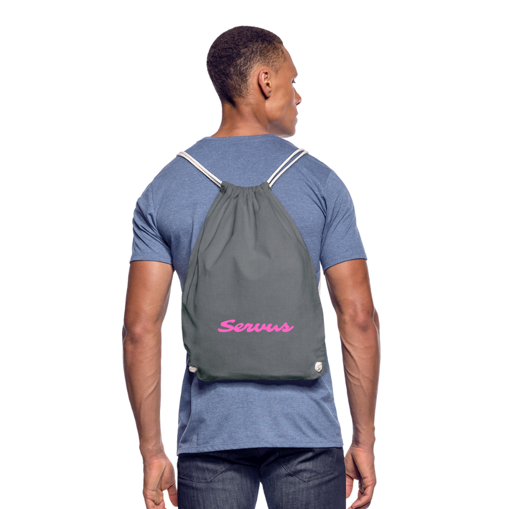 Servus (dt. Hallo) in pink, Gym/ Beach Bag - Turnsackerl (dt. Turnbeutel) - Grau