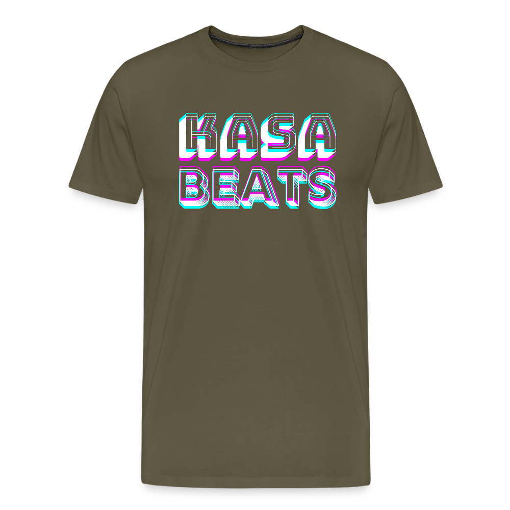 KASA BEATS, funky 3D letters, Men/ Männer Premium T-Shirt - Khaki
