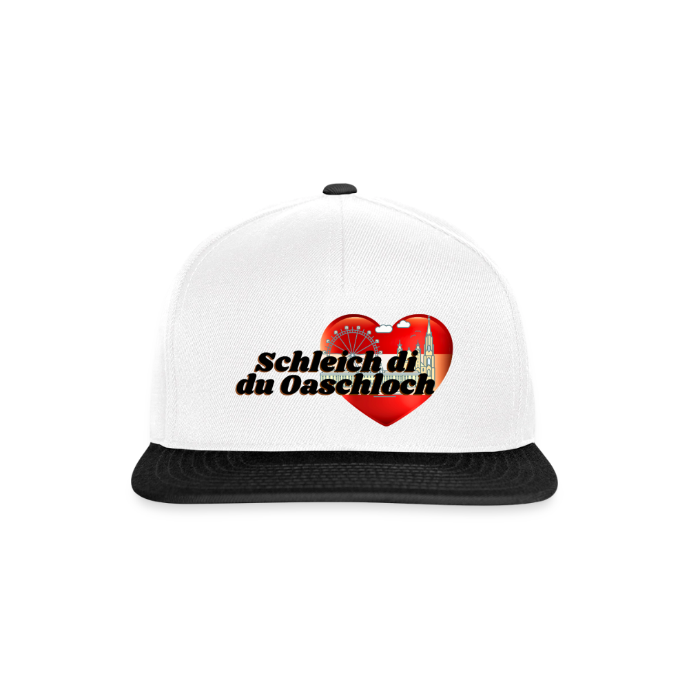 Schleich di du Oaschloch - Wien im Herzen, Snapback Kapperl - Weiß/Schwarz