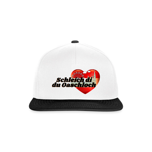 Schleich di du Oaschloch - Wien im Herzen, Snapback Kapperl - Weiß/Schwarz