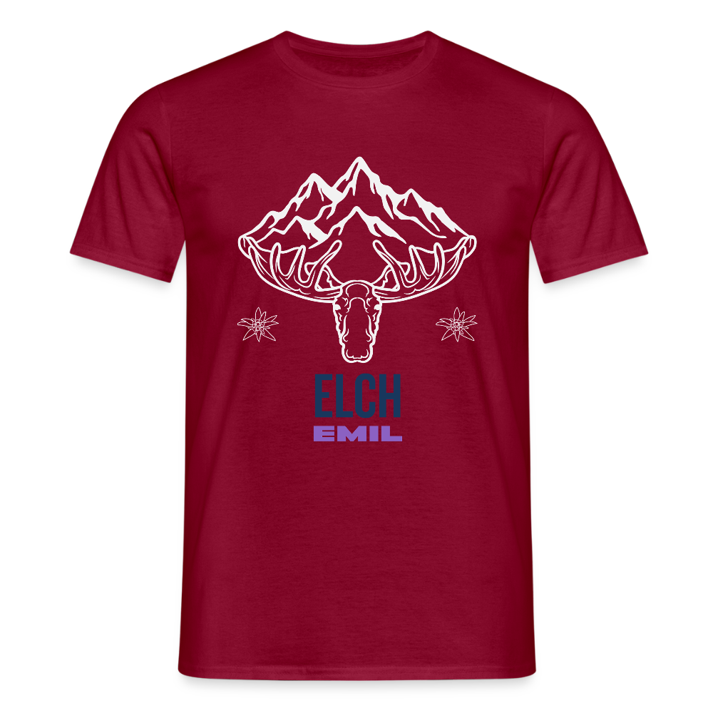 Elch Emil in Österreich, Männer T-Shirt - Ziegelrot