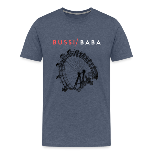 Bussi Baba korallenrot - Wiener Riesenrad in schwarz, Männer Premium T-Shirt - Blau meliert