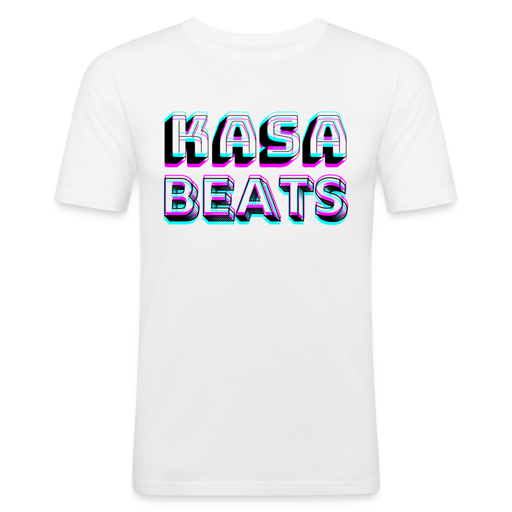 KASA BEATS, funky 3D letters - Optische Täuschung, Männer Slim Fit T-Shirt - Weiß