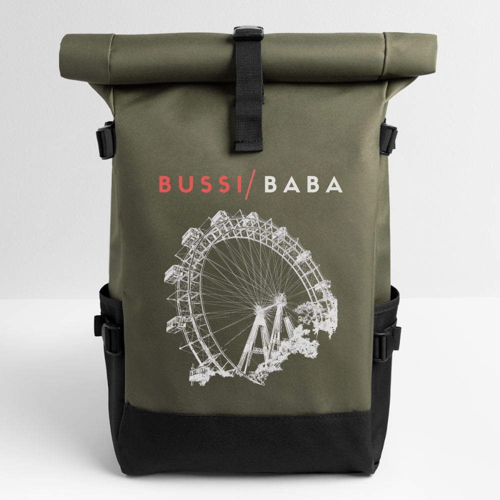 Bussi Baba korallenrot - Wiener Riesenrad in weiß, Rucksack - Olive/Schwarz