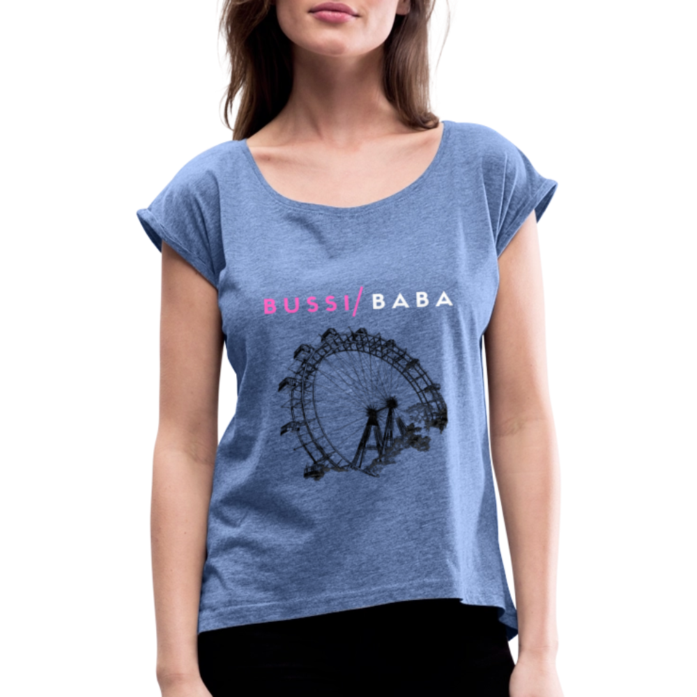 Bussi Baba pink - Wiener Riesenrad in schwarz, lockeres Frauen T-Shirt - Denim meliert