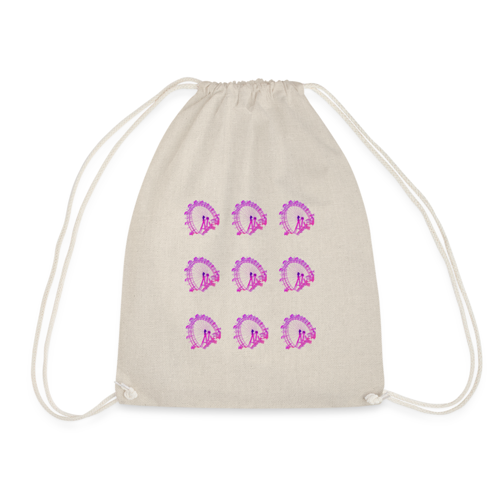 Wiener Riesenrad - 3x3 kleine Riesenräder in pink, Gym Bag - Turnsackerl (dt. Turnbeutel) - Natur
