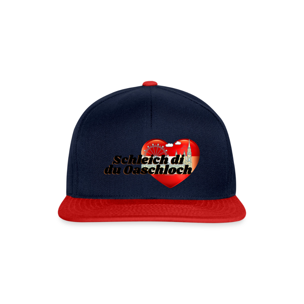 Schleich di du Oaschloch - Wien im Herzen, Snapback Kapperl - Navy/Rot